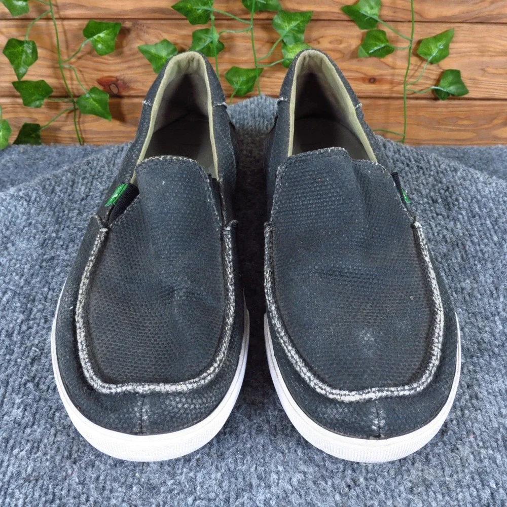 Sanuk Vagabond Mens Slip On Loafers Size 8.5 Casual Sidewalk Surfer Black Canvas